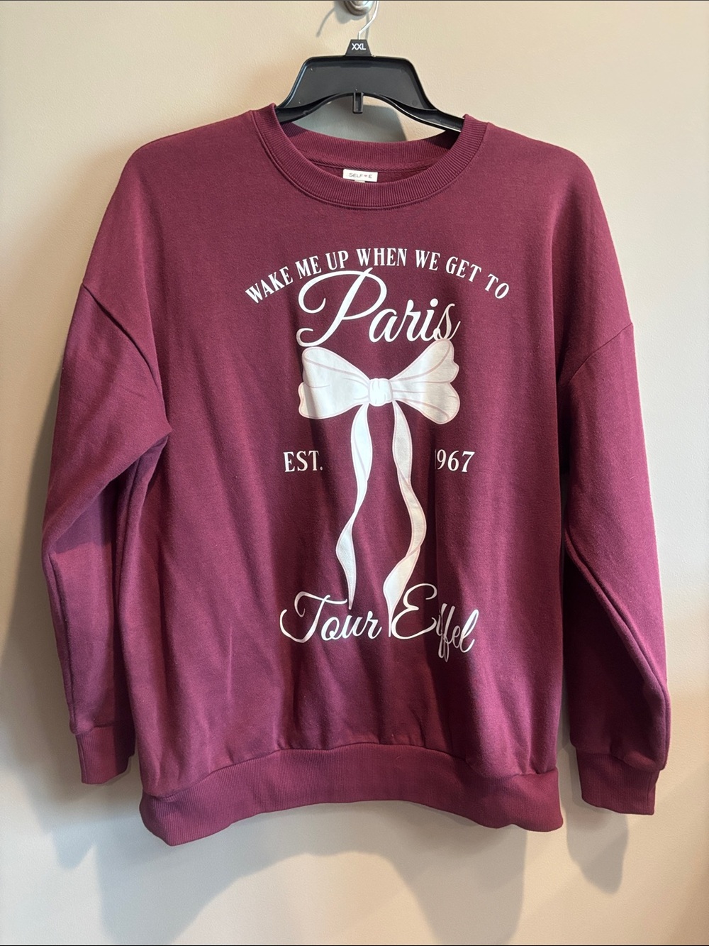 Paris Graphic Maroon Crewneck Sweatshirt - Women's Casual Pullover